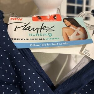 Playtex Nursing Cross Over Sleep Bra Two Blue & Gray Size XS Brand New